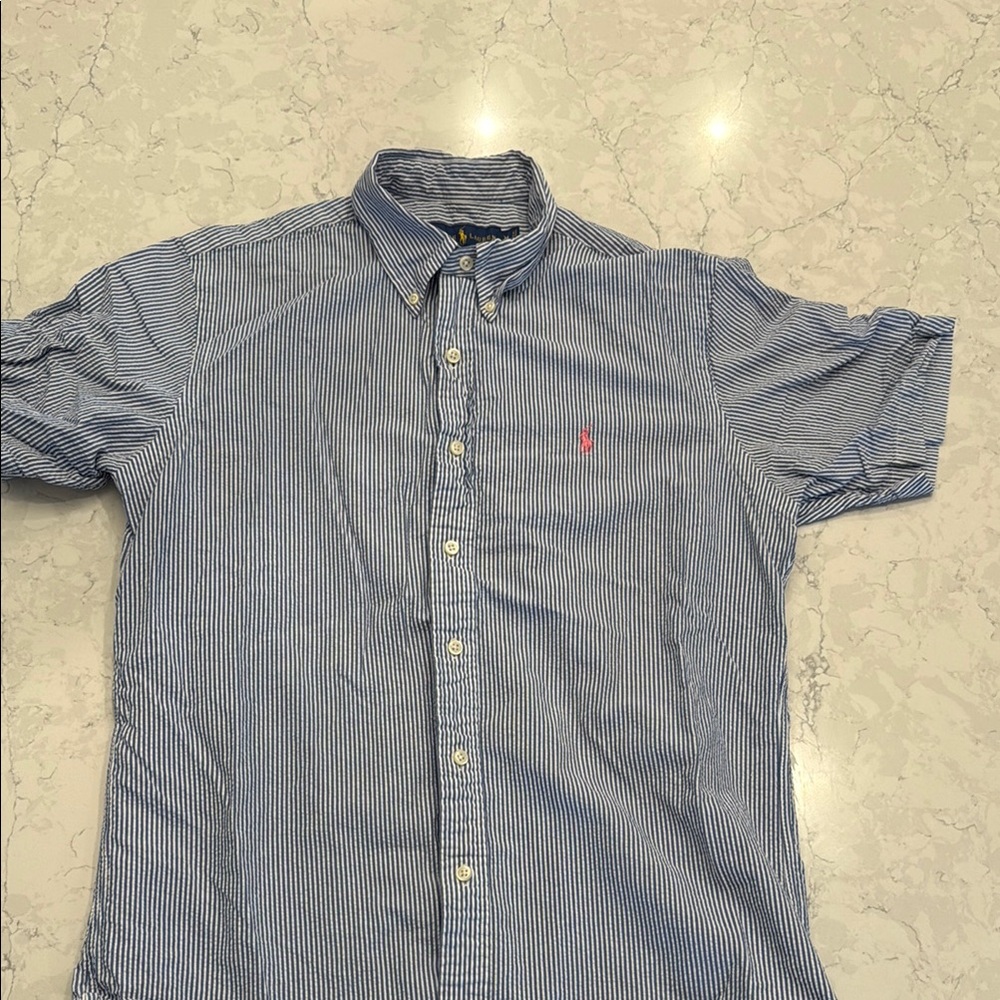 Men's Blue Striped Polo by Ralph Lauren Shirt